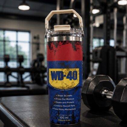 [預訂產品] WD40風格保温杯 惡搞 冰壩杯 304不鏽鋼 提把設計 wd 40 保溫杯 吸管 便攜 保溫杯
